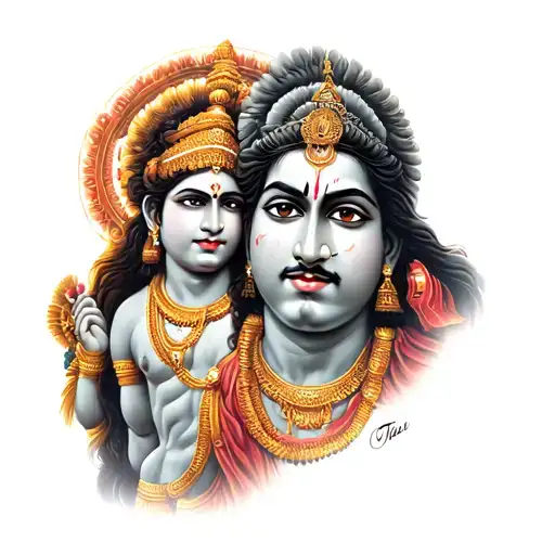 Indian God Murugan Vel And Hanuman Gada tattoo design idea