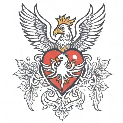 heart beat liver bird tattoo design idea