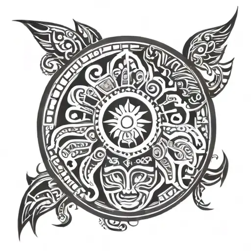 taino tribal sleeve tattoo design idea