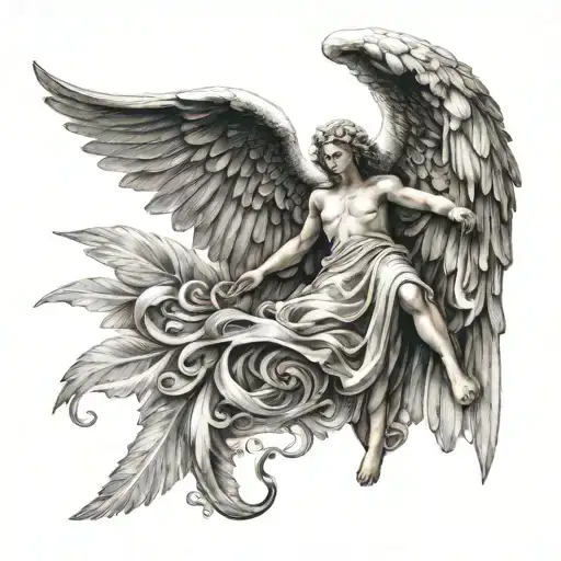 guardian angel wings spread tattoo design idea