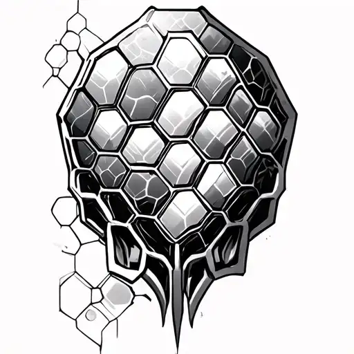 honeycomb cyber sigilism tattoo design idea