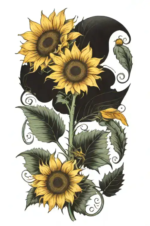 sunflower family creste with name Porter and date 1998 tattoo design idea