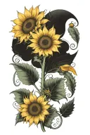 sunflower family creste with name Porter and date 1998 tattoo design idea