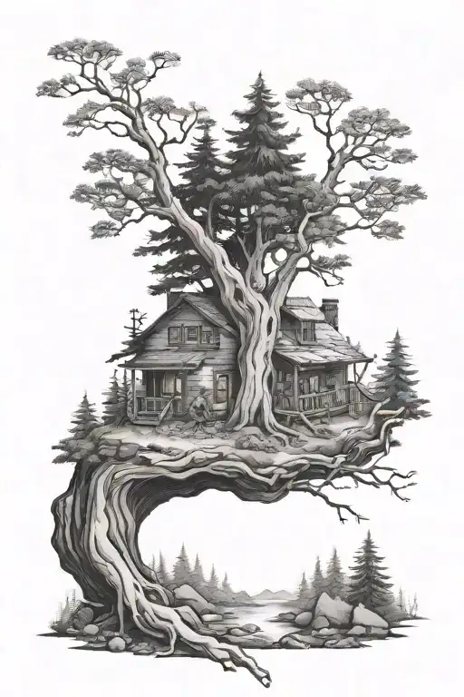 The mass of men lead lives of quiet desperation. in the woods tattoo design idea