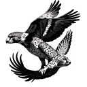 cheetah and peregrine falcon diving tattoo design idea
