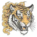 tiger in the hell fire   tattoo design idea