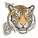 tiger in the hell fire   tattoo design idea