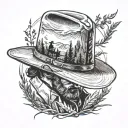 Red Dead Redemption 2: Arthur Morgan's hat atop a grassy field in the American frontier tattoo design idea