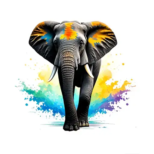 south africa elephant walking full color tattoo design idea