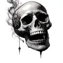 skulls and smoke shading incorporating elements tattoo design idea