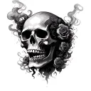 skulls and smoke shading incorporating elements tattoo design idea