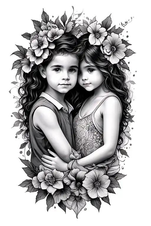 son and daughter incorporated in a crossroad tattoo design idea