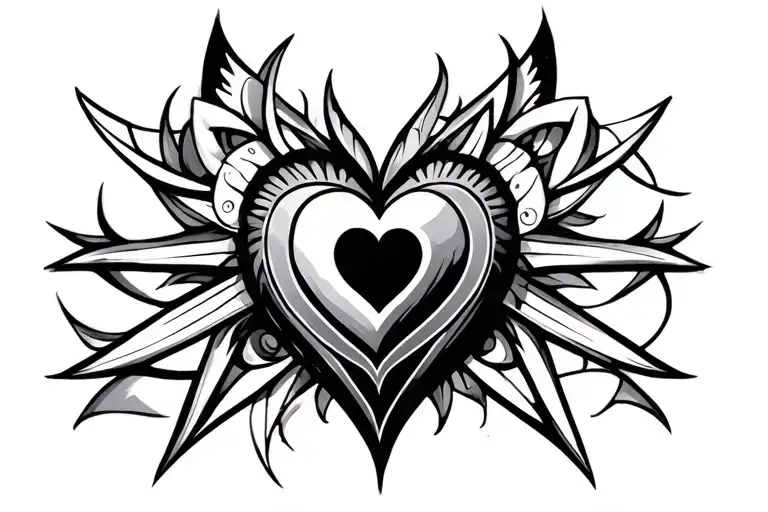 Heartagram tribal tattoo design idea