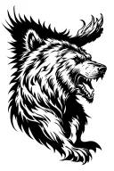 angry standing bear side profile tattoo design idea