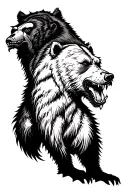 angry standing bear side profile tattoo design idea