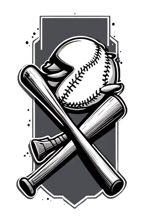 baseball bat crossed tattoo design idea