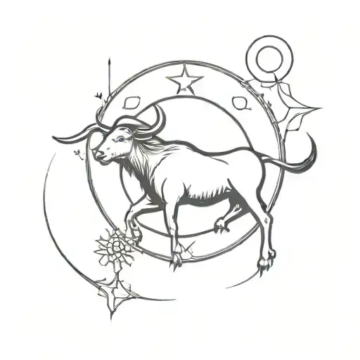 astrology, sun aries moon cancer rising taurus tattoo design idea