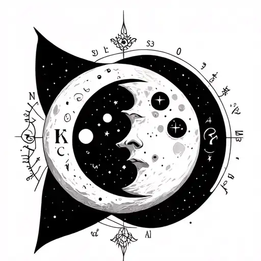 waxing moon phase with cancer horoscope incorporated tattoo design idea