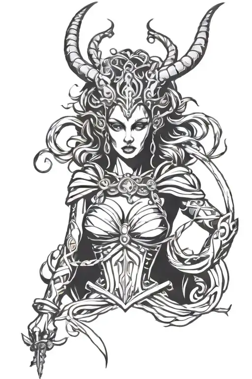 medusa, maleficent, valkyrie women warrior princess, tattoo design idea