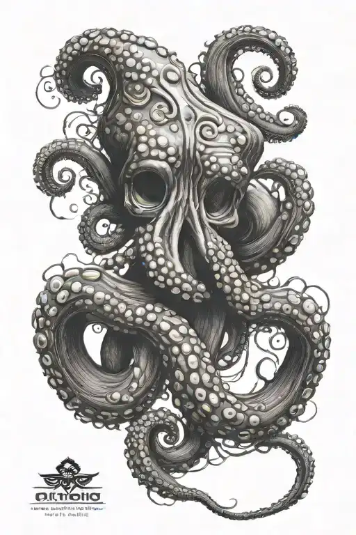 octopus tentacles wrapping on leg tattoo design idea
