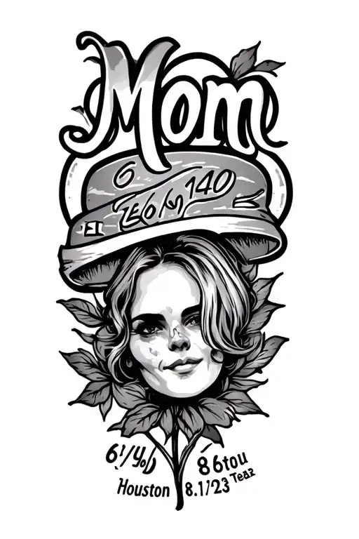 "Mom 6/5/40 8/13/23" Houston Texas tattoo design idea