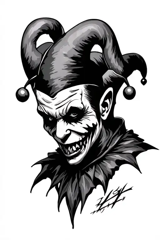 evil jester tattoo design idea