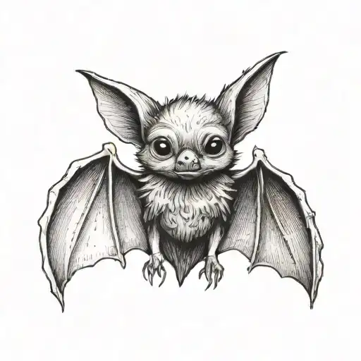  a cute bat with outstretched wings tattoo design idea