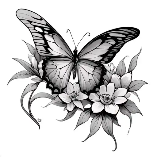 butterfly & Wishbone  tattoo design idea
