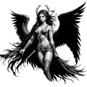 beautiful arch angel warrior woman tattoo design idea