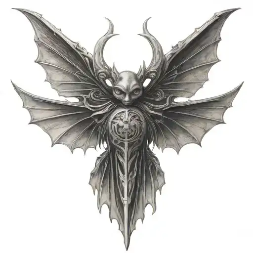 seraphim, 6 bat wings, centre eye tattoo design idea