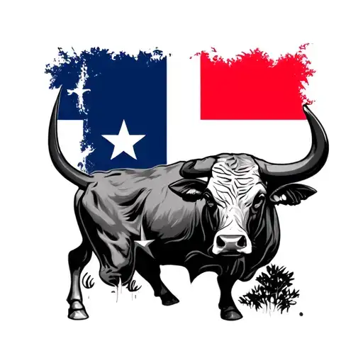 bull Texas flag tattoo design idea