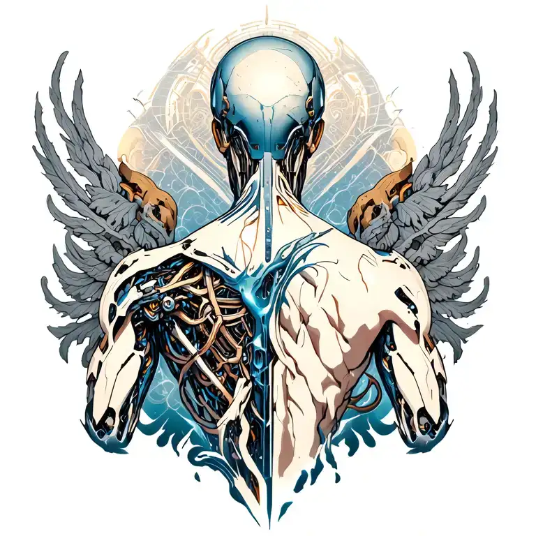 biomech cyborg back tattoo design tattoo design idea
