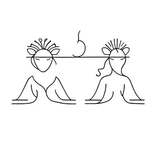 leo mom and libra daughter, minimalistic style tattoo design idea