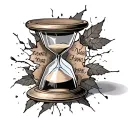 Hourglass Cracked with words Memento Mori written on it  tattoo design idea