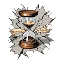 Hourglass Cracked with words Memento Mori written on it  tattoo design idea
