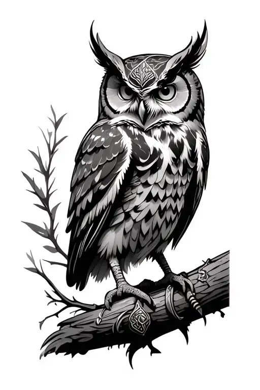 Owl viking tattoo design idea