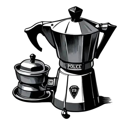 moka pot, police tattoo design idea