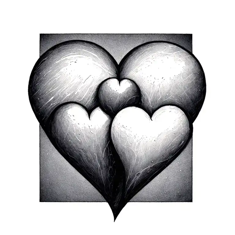 3 hearts connected, small, simple, outline only tattoo design idea