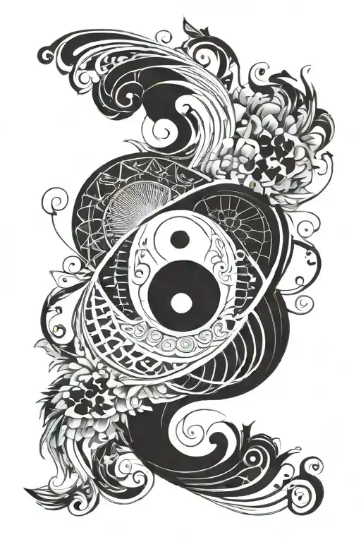 yin and yang symbol formed tattoo design idea