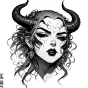 ahegao oni female tattoo design idea