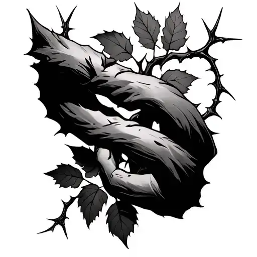 A vine that wraps around the forearm and bicep with thorns tattoo design idea