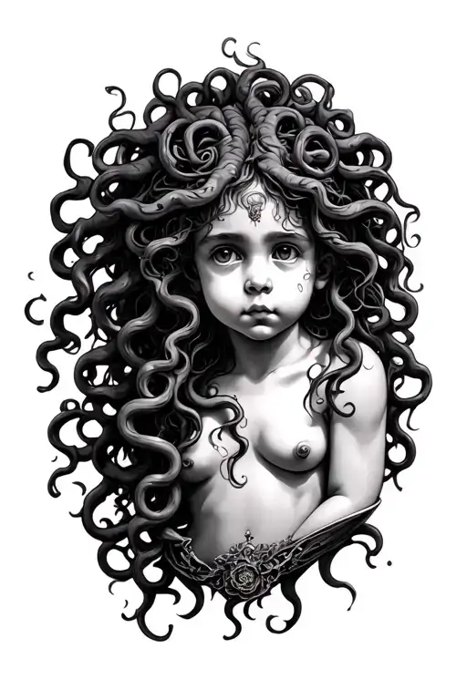 Child Medusa tattoo design idea