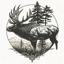 Combine a John Deere tractor with a majestic elk silhouette tattoo design idea