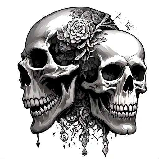 times new roman with skulls tattoo design idea