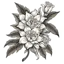 one carnation two daffodils  one daisy one rose three white lillie’s one marigold one narcissus tattoo design idea