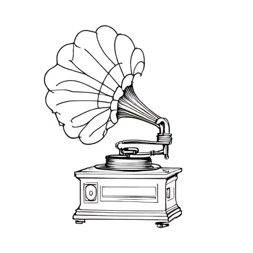 barokem gramophone record, line, simple tattoo tattoo design idea