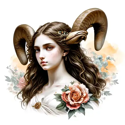 aries goddess with aphrodite goddess tattoo design idea