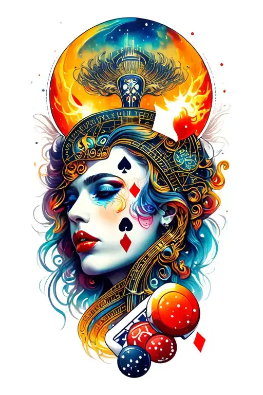 zodiac sign twin poker Techno music concert scene tattoo design idea