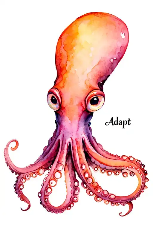 Octopus with "Adapt" written underneath tattoo design idea