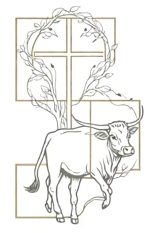 cross bible verse cattle tattoo design idea
